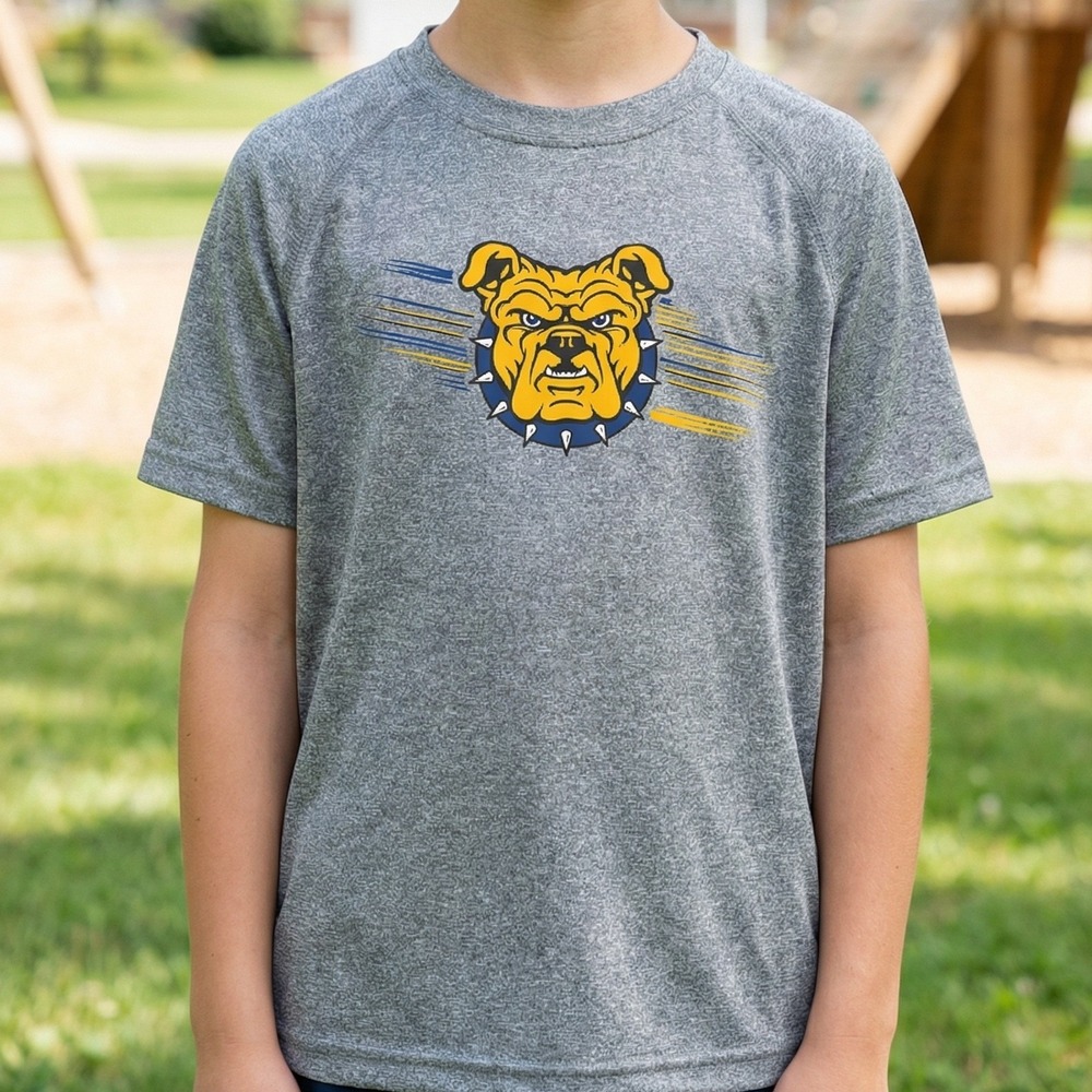 NC A&T Aggies Kids Heather Grey Performance Bulldog Graphic T-Shirt